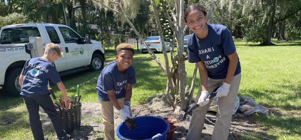 students doing community service, private school